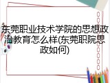 东莞职业技术学院的思想政治教育怎么样(东莞职院思政如何)
