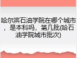 哈尔滨石油学院在哪个城市，是本科吗，第几批(哈石油学院城市批次)