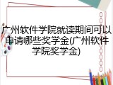 广州软件学院就读期间可以申请哪些奖学金(广州软件学院奖学金)
