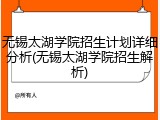 无锡太湖学院招生计划详细分析(无锡太湖学院招生解析)