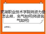 芜湖职业技术学院师资力量怎么样，名气如何(师资名气如何)