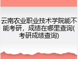 云南农业职业技术学院能不能考研，成绩在哪里查询(考研成绩查询)