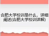 合肥大学校训是什么，详细阐述(合肥大学校训详解)