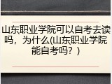山东职业学院可以自考去读吗，为什么(山东职业学院能自考吗？)