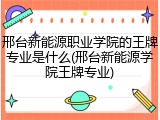 邢台新能源职业学院的王牌专业是什么(邢台新能源学院王牌专业)