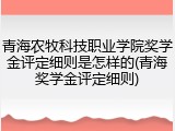 青海农牧科技职业学院奖学金评定细则是怎样的(青海奖学金评定细则)