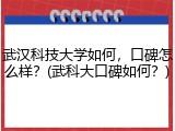 武汉科技大学如何，口碑怎么样？(武科大口碑如何？)