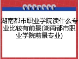 湖南都市职业学院读什么专业比较有前景(湖南都市职业学院前景专业)