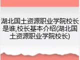 湖北国土资源职业学院校长是谁,校长基本介绍(湖北国土资源职业学院校长)