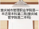 重庆城市管理职业学院是一本还是本科第二批(重庆城管学院是二本吗)