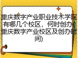 重庆数字产业职业技术学院有哪几个校区，何时创办(重庆数字产业校区及创办时间)