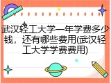 武汉轻工大学一年学费多少钱，还有哪些费用(武汉轻工大学学费费用)