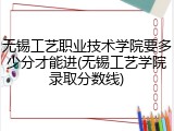 无锡工艺职业技术学院要多少分才能进(无锡工艺学院录取分数线)