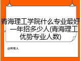青海理工学院什么专业最好，一年招多少人(青海理工优势专业人数)