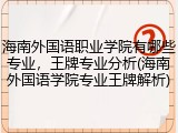 海南外国语职业学院有哪些专业，王牌专业分析(海南外国语学院专业王牌解析)