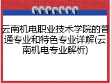 云南机电职业技术学院的普通专业和特色专业详解(云南机电专业解析)