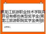 黑龙江旅游职业技术学院共开设有哪些类型奖学金(黑龙江旅游职院奖学金类别)