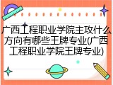 广西工程职业学院主攻什么方向有哪些王牌专业(广西工程职业学院王牌专业)