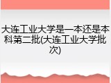 大连工业大学是一本还是本科第二批(大连工业大学批次)