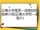 云南大学是双一流高校吗，简单介绍(云南大学双一流简介)