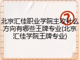 北京汇佳职业学院主攻什么方向有哪些王牌专业(北京汇佳学院王牌专业)