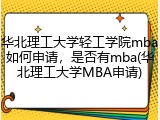 华北理工大学轻工学院mba如何申请，是否有mba(华北理工大学MBA申请)
