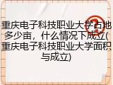 重庆电子科技职业大学占地多少亩，什么情况下成立(重庆电子科技职业大学面积与成立)