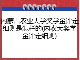 内蒙古农业大学奖学金评定细则是怎样的(内农大奖学金评定细则)