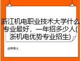 浙江机电职业技术大学什么专业最好，一年招多少人(浙机电优势专业招生)