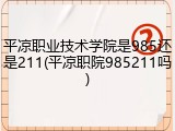平凉职业技术学院是985还是211(平凉职院985211吗)
