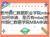 贵州铜仁数据职业学院mba如何申请，是否有mba(贵州铜仁数据学院MBA申请)