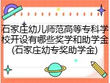 石家庄幼儿师范高等专科学校开设有哪些奖学和助学金(石家庄幼专奖助学金)