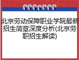 北京劳动保障职业学院最新招生简章深度分析(北京劳职招生解读)