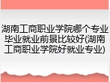 湖南工商职业学院哪个专业毕业就业前景比较好(湖南工商职业学院好就业专业)