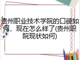 贵州职业技术学院的口碑如何，现在怎么样了(贵州职院现状如何)