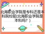北海职业学院是专科还是本科院校呢(北海职业学院是本科吗？)