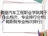 鹤壁汽车工程职业学院属于什么档次，专业排行分析(鹤职院专业档次排行)