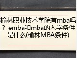 榆林职业技术学院有mba吗？emba和mba的入学条件是什么(榆林MBA条件)