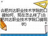 合肥共达职业技术学院的口碑如何，现在怎么样了(合肥共达职业技术学院口碑现状)