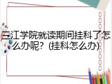 三江学院就读期间挂科了怎么办呢？(挂科怎么办)