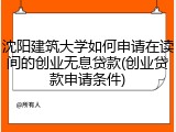 沈阳建筑大学如何申请在读间的创业无息贷款(创业贷款申请条件)