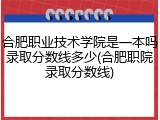 合肥职业技术学院是一本吗录取分数线多少(合肥职院录取分数线)