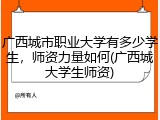 广西城市职业大学有多少学生，师资力量如何(广西城大学生师资)