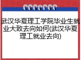 武汉华夏理工学院毕业生就业大致去向如何(武汉华夏理工就业去向)