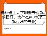 桂林理工大学哪些专业就业前景好，为什么(桂林理工就业好的专业)