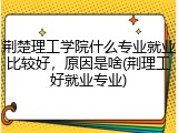 荆楚理工学院什么专业就业比较好，原因是啥(荆理工好就业专业)