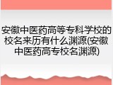 安徽中医药高等专科学校的校名来历有什么渊源(安徽中医药高专校名渊源)
