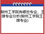 柳州工学院有哪些专业，王牌专业分析(柳州工学院王牌专业)