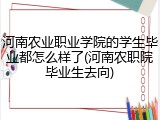 河南农业职业学院的学生毕业都怎么样了(河南农职院毕业生去向)