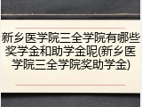 新乡医学院三全学院有哪些奖学金和助学金呢(新乡医学院三全学院奖助学金)